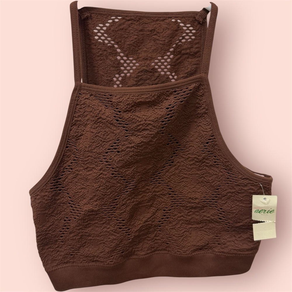 Aerie Real Good Crop Tank Top Size XSmall brown new with tags